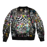 Silly Goose Team Racing Bomber Jacket Colorful Street Graffiti Checkered Flag