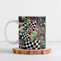 Silly Goose Team Racing Ceramic Mug Colorful Street Graffiti Checkered Flag