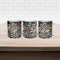 Silly Goose Team Racing Ceramic Mug Colorful Street Graffiti Checkered Flag