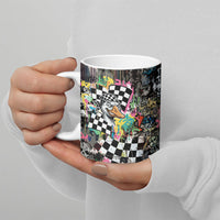 Silly Goose Team Racing Ceramic Mug Colorful Street Graffiti Checkered Flag
