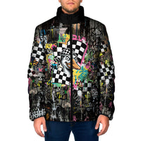 Silly Goose Team Racing Padded Jacket Colorful Street Graffiti Checkered Flag