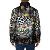 Silly Goose Team Racing Padded Jacket Colorful Street Graffiti Checkered Flag