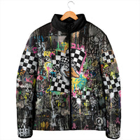 Silly Goose Team Racing Padded Jacket Colorful Street Graffiti Checkered Flag
