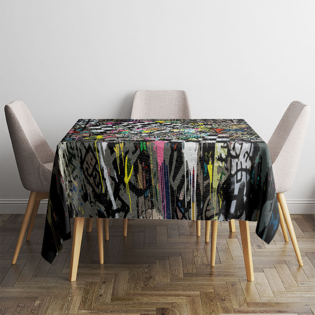 Silly Goose Team Racing Tablecloth Colorful Street Graffiti Checkered Flag