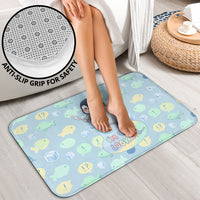 Sneaky Flipper Cute Penguin Holding Knife Bathroom Set Funny Chibi Penguin Graphic With Ice And Fish Pattern