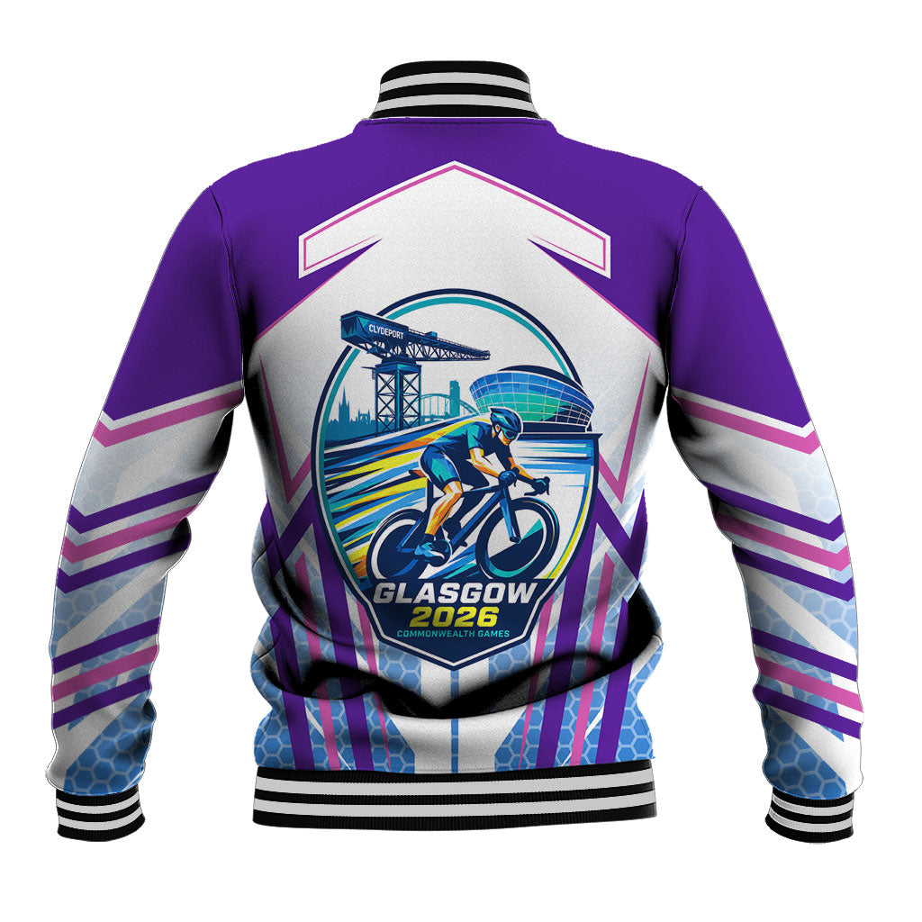 Glasgow 2026 Baseball Jacket Scotland Dynamic Geometric Athlete Graphic Art