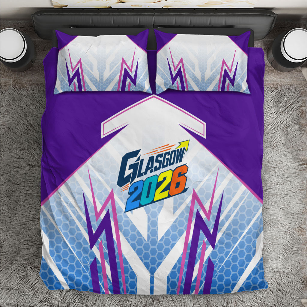 Glasgow 2026 Bedding Set Scotland Dynamic Geometric Athlete Graphic Art