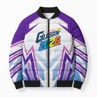 Glasgow 2026 Bomber Puffer Jacket Scotland Dynamic Geometric Athlete Graphic Art