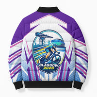 Glasgow 2026 Bomber Puffer Jacket Scotland Dynamic Geometric Athlete Graphic Art