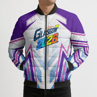 Glasgow 2026 Bomber Puffer Jacket Scotland Dynamic Geometric Athlete Graphic Art