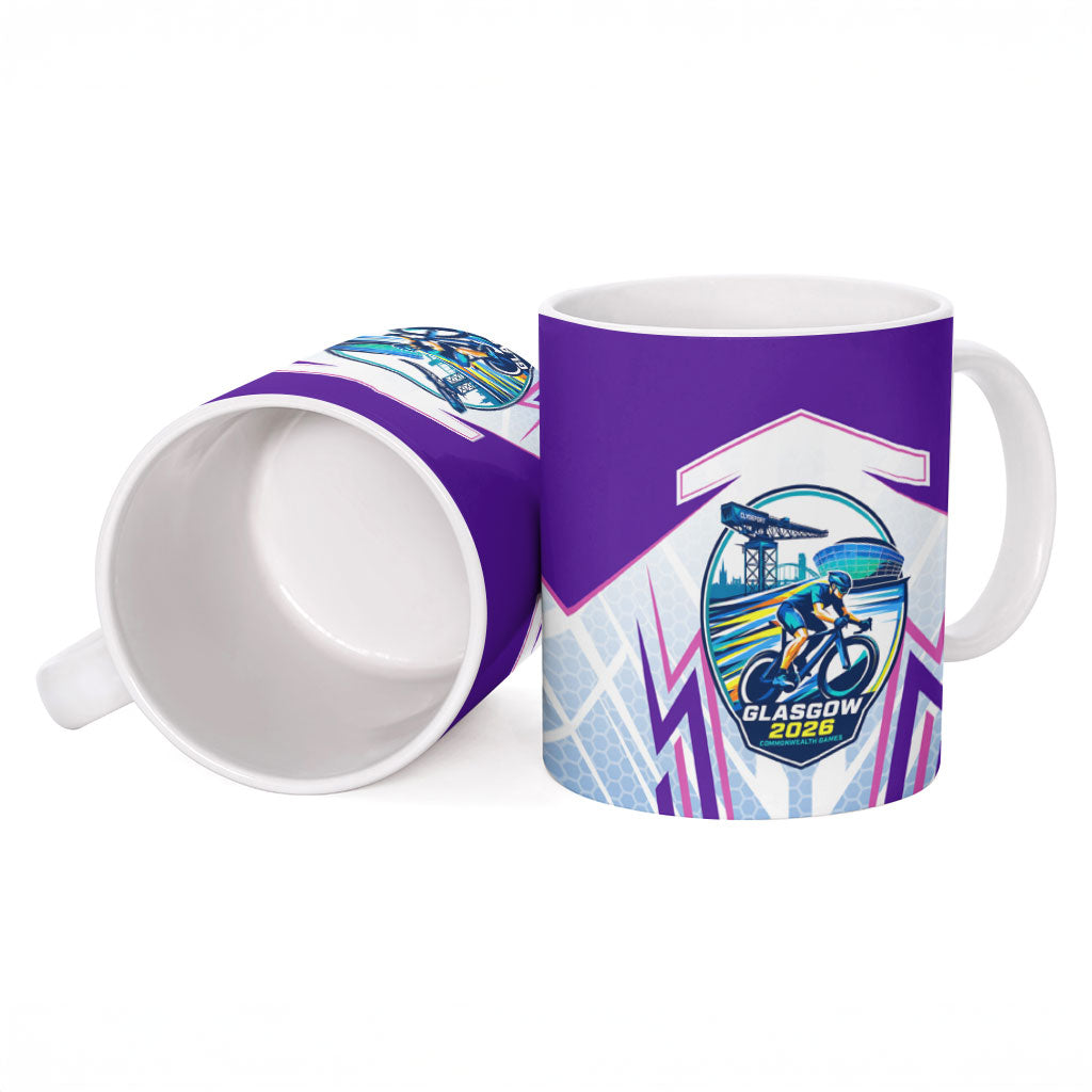 Glasgow 2026 Ceramic Mug Scotland Dynamic Geometric Athlete Graphic Art