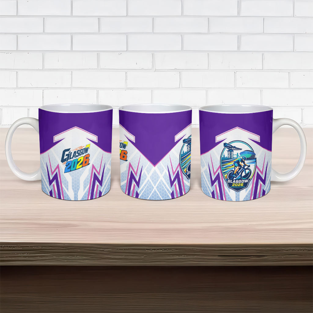 Glasgow 2026 Ceramic Mug Scotland Dynamic Geometric Athlete Graphic Art