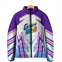 Glasgow 2026 Padded Jacket Scotland Dynamic Geometric Athlete Graphic Art