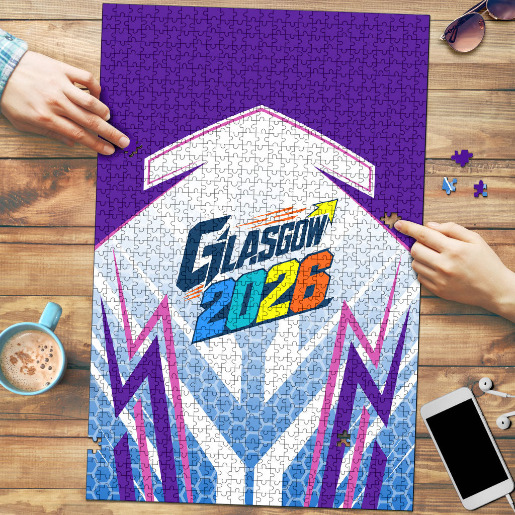 Glasgow 2026 Puzzle Scotland Dynamic Geometric Athlete Graphic Art