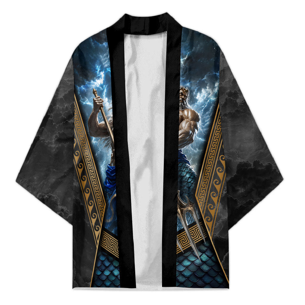 Poseidon God Of The Sea Trident Kimono Ancient Greek Mythology Stormy Ocean Art