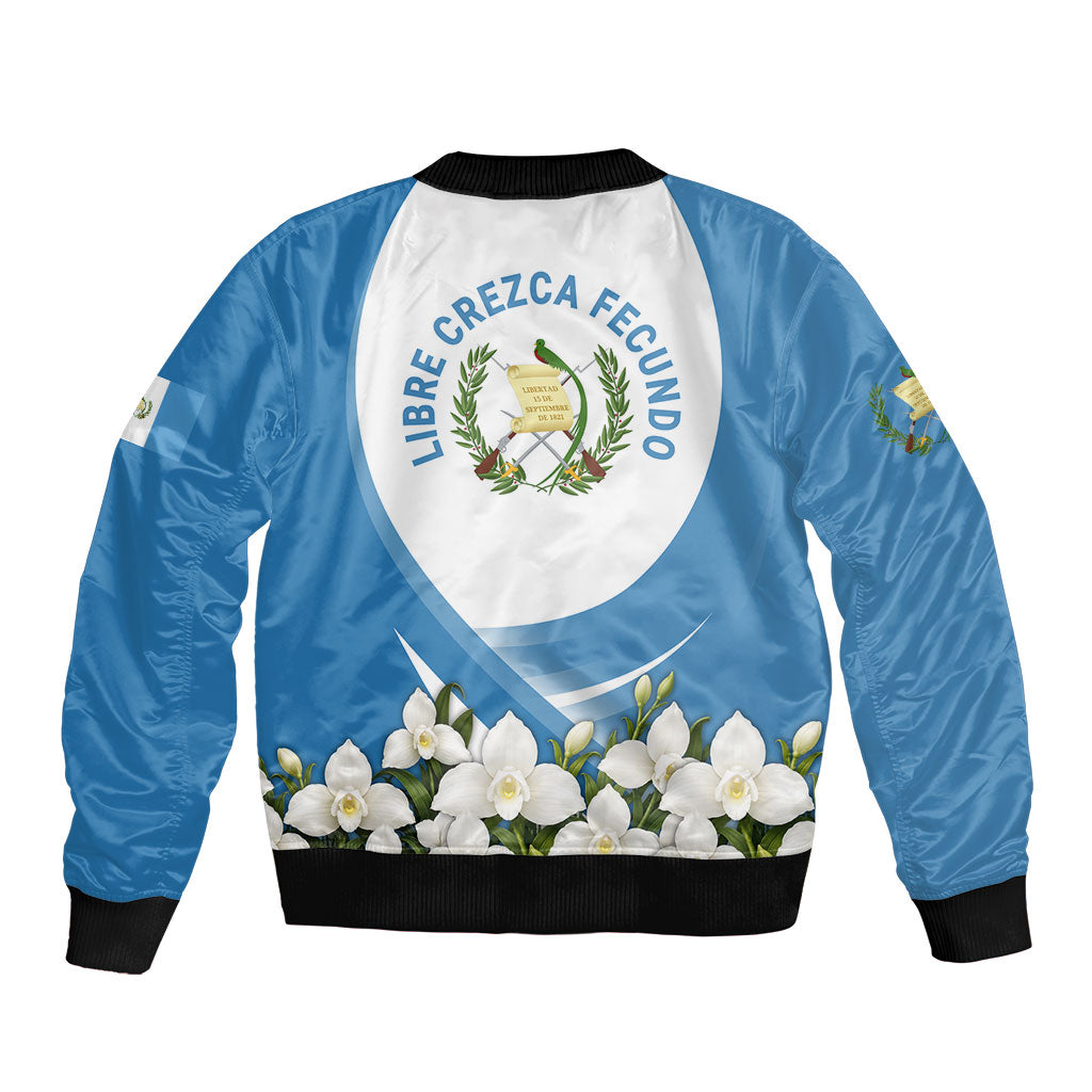 Guatemala Bomber Jacket Quetzal Mayan Ruins Orchid Flag