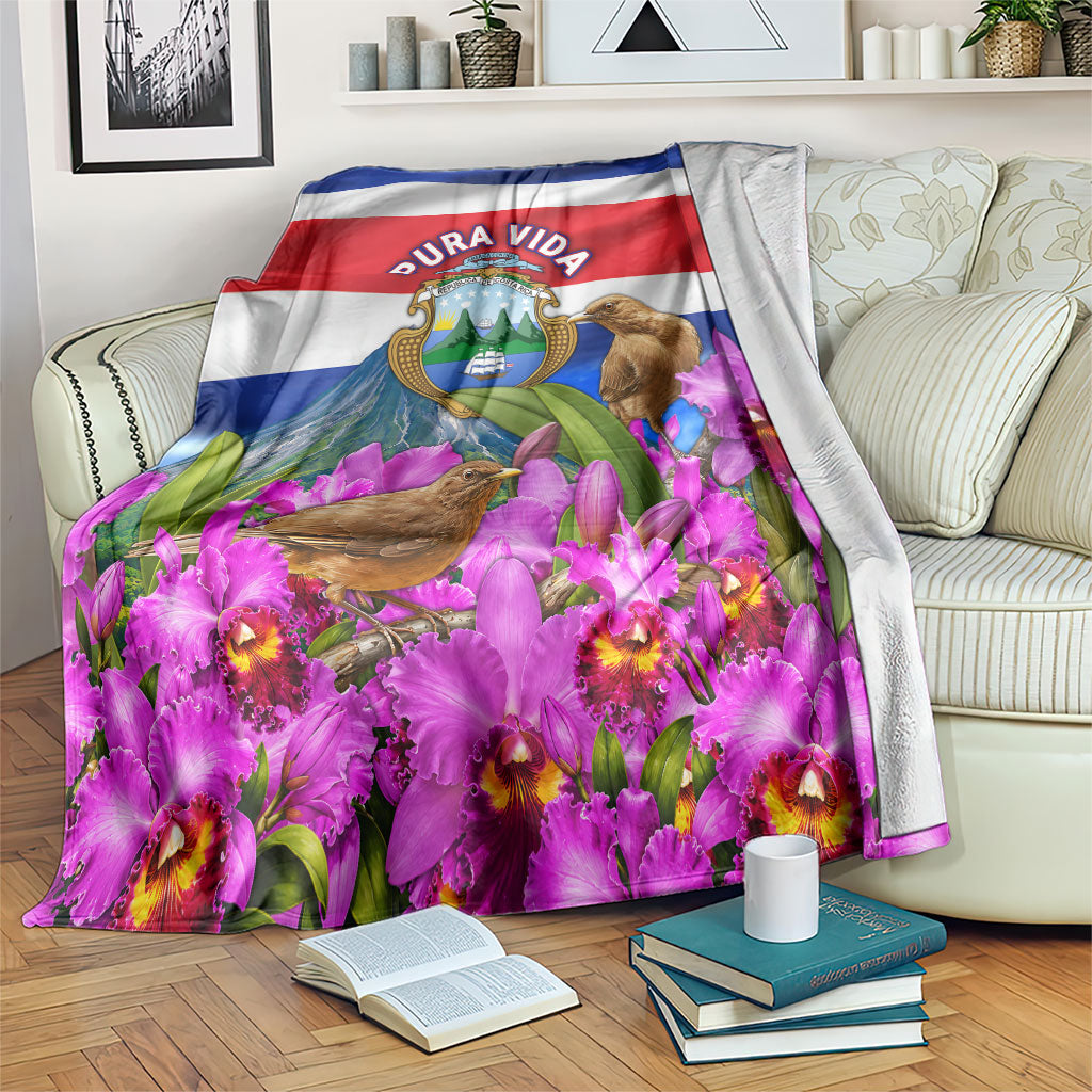 Costa Rica Pura Vida White Tailed Deer And Basilica Blanket Patriotic National Symbols Guaria Morada Flag Art