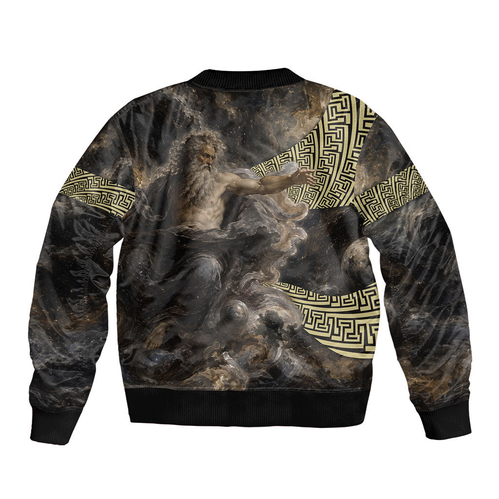 Greek God Of Chaos Bomber Jacket Cosmic Nebula Classical Art Greek Key Pattern