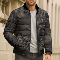 Greek Mythology Erebus Bomber Puffer Jacket God Of Darkness Classical Art Greek Key Pattern