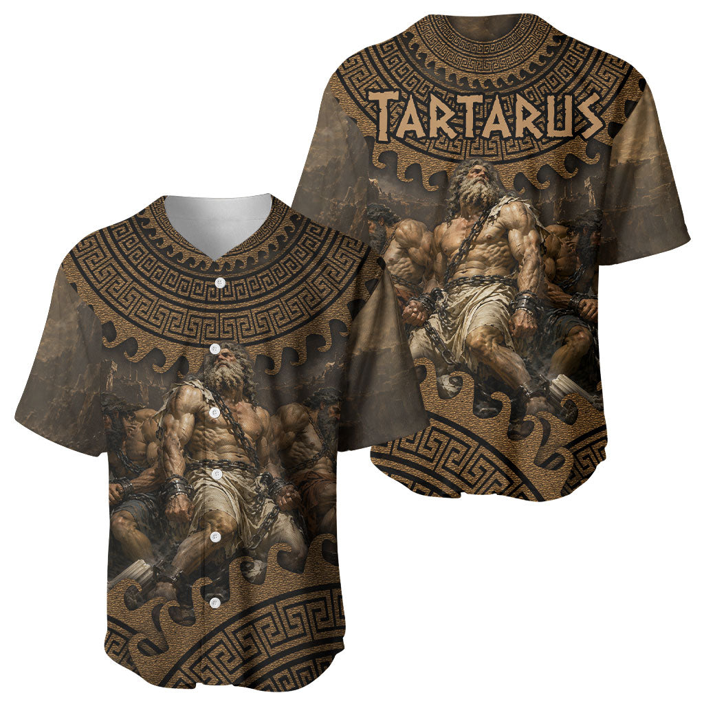 Greek Mythology Tartarus Baseball Jersey Chained Titans Classical Art Greek Key Pattern