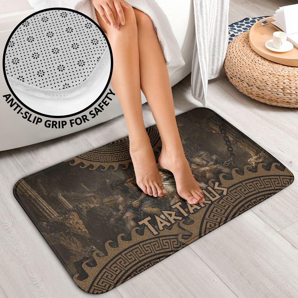 Greek Mythology Tartarus Bathroom Set Chained Titans Classical Art Greek Key Pattern