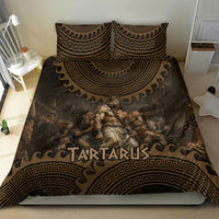 Greek Mythology Tartarus Bedding Set Chained Titans Classical Art Greek Key Pattern