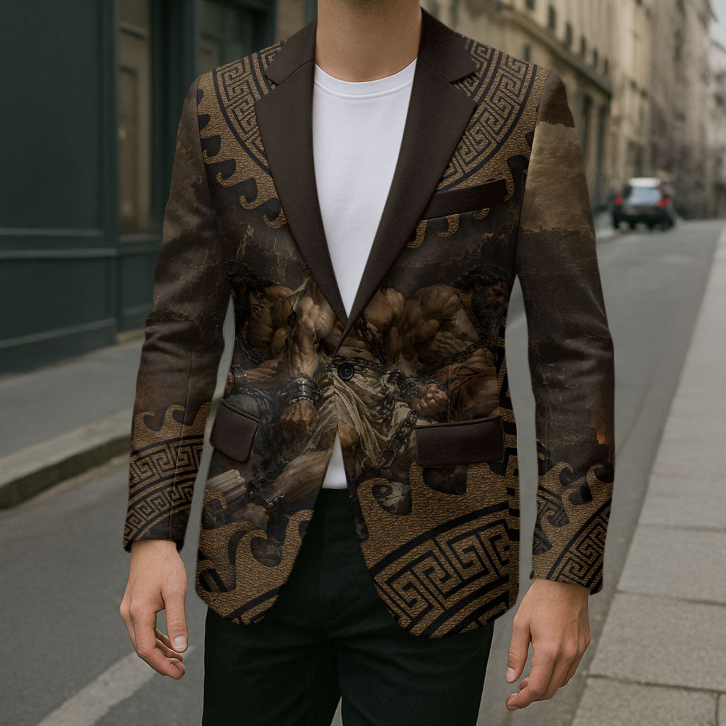 Greek Mythology Tartarus Blazer Chained Titans Classical Art Greek Key Pattern