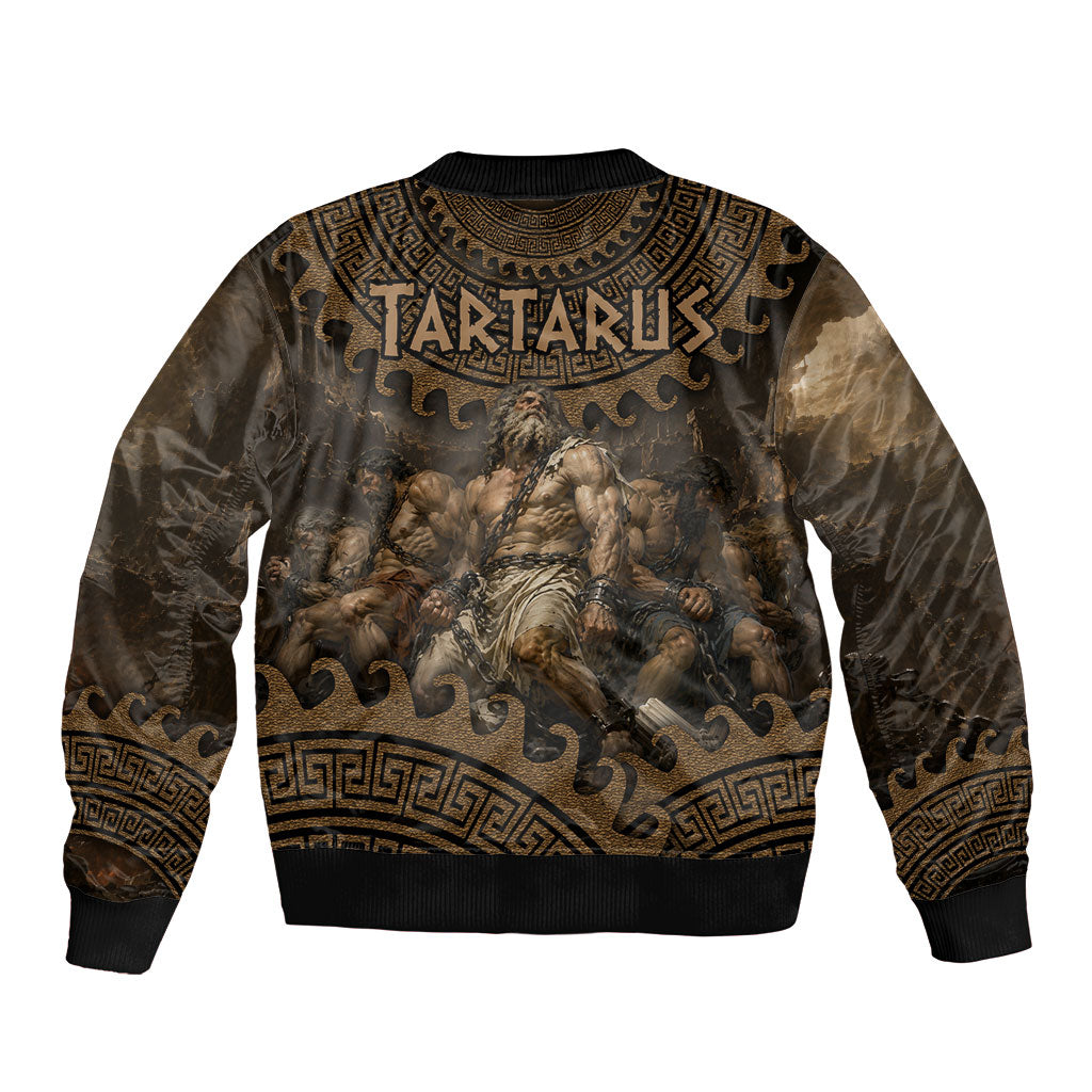 Greek Mythology Tartarus Bomber Jacket Chained Titans Classical Art Greek Key Pattern