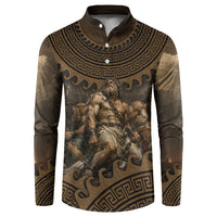 Greek Mythology Tartarus Button Sweatshirt Chained Titans Classical Art Greek Key Pattern