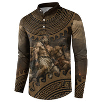 Greek Mythology Tartarus Button Sweatshirt Chained Titans Classical Art Greek Key Pattern
