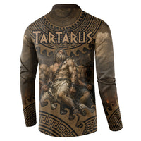 Greek Mythology Tartarus Button Sweatshirt Chained Titans Classical Art Greek Key Pattern