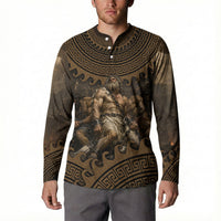 Greek Mythology Tartarus Button Sweatshirt Chained Titans Classical Art Greek Key Pattern