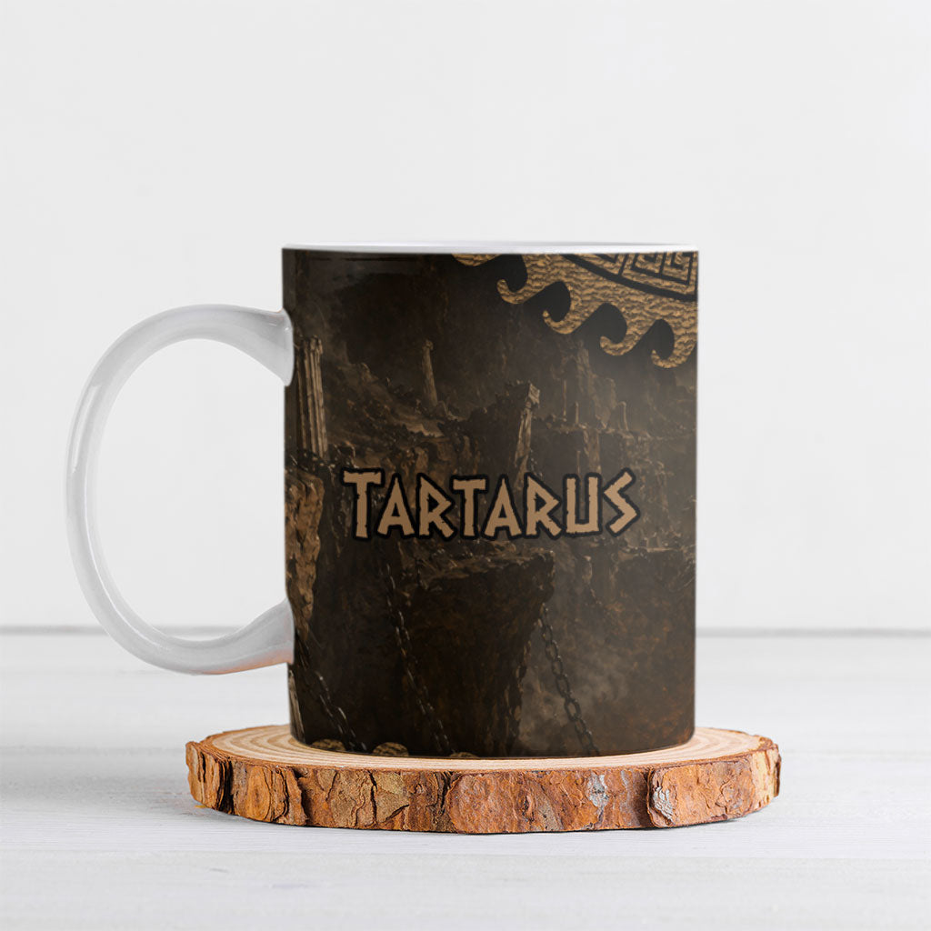 Greek Mythology Tartarus Ceramic Mug Chained Titans Classical Art Greek Key Pattern