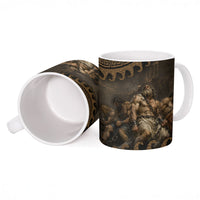 Greek Mythology Tartarus Ceramic Mug Chained Titans Classical Art Greek Key Pattern