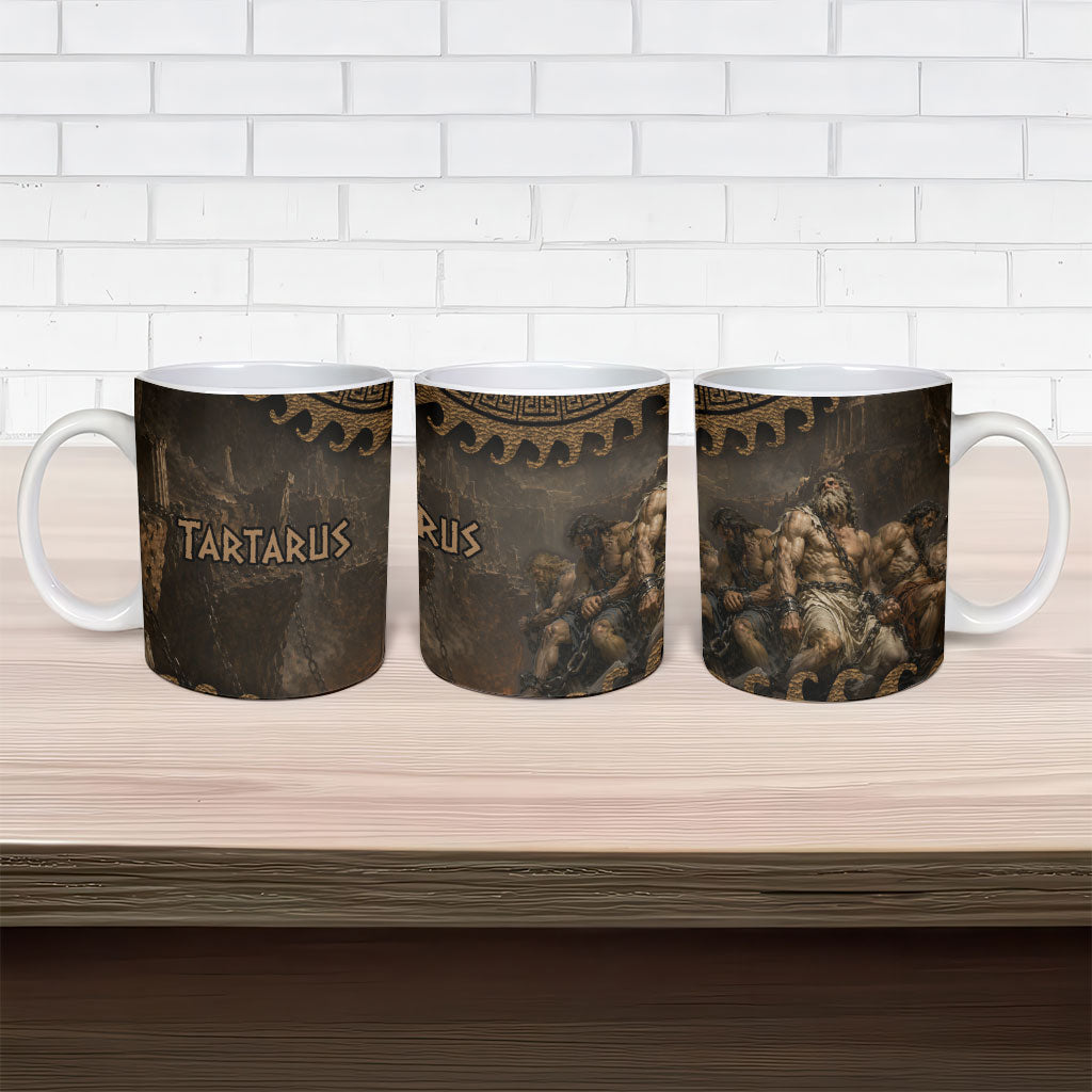 Greek Mythology Tartarus Ceramic Mug Chained Titans Classical Art Greek Key Pattern