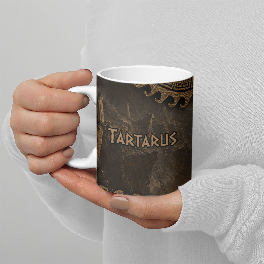 Greek Mythology Tartarus Ceramic Mug Chained Titans Classical Art Greek Key Pattern