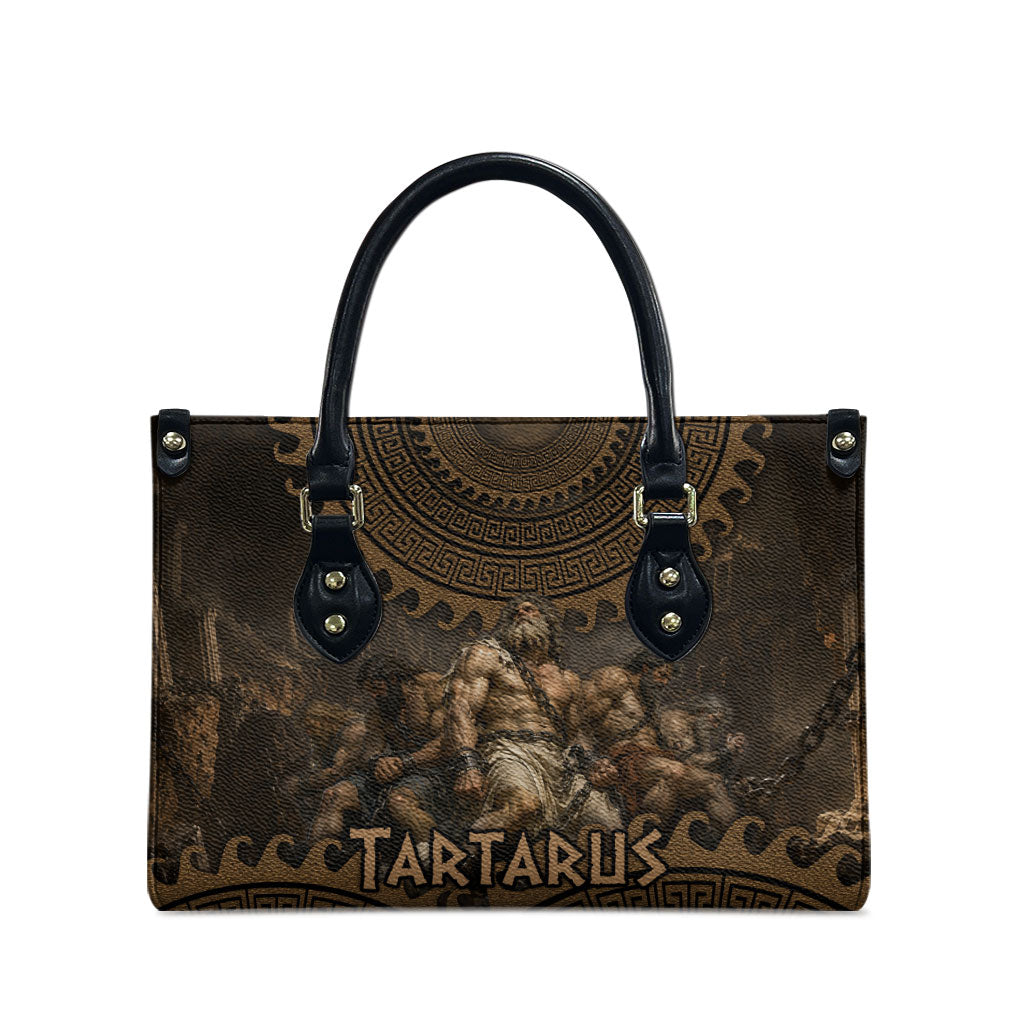 Greek Mythology Tartarus Leather Bag Chained Titans Classical Art Greek Key Pattern