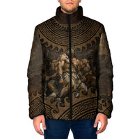 Greek Mythology Tartarus Padded Jacket Chained Titans Classical Art Greek Key Pattern