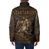 Greek Mythology Tartarus Padded Jacket Chained Titans Classical Art Greek Key Pattern