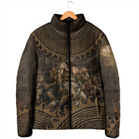 Greek Mythology Tartarus Padded Jacket Chained Titans Classical Art Greek Key Pattern