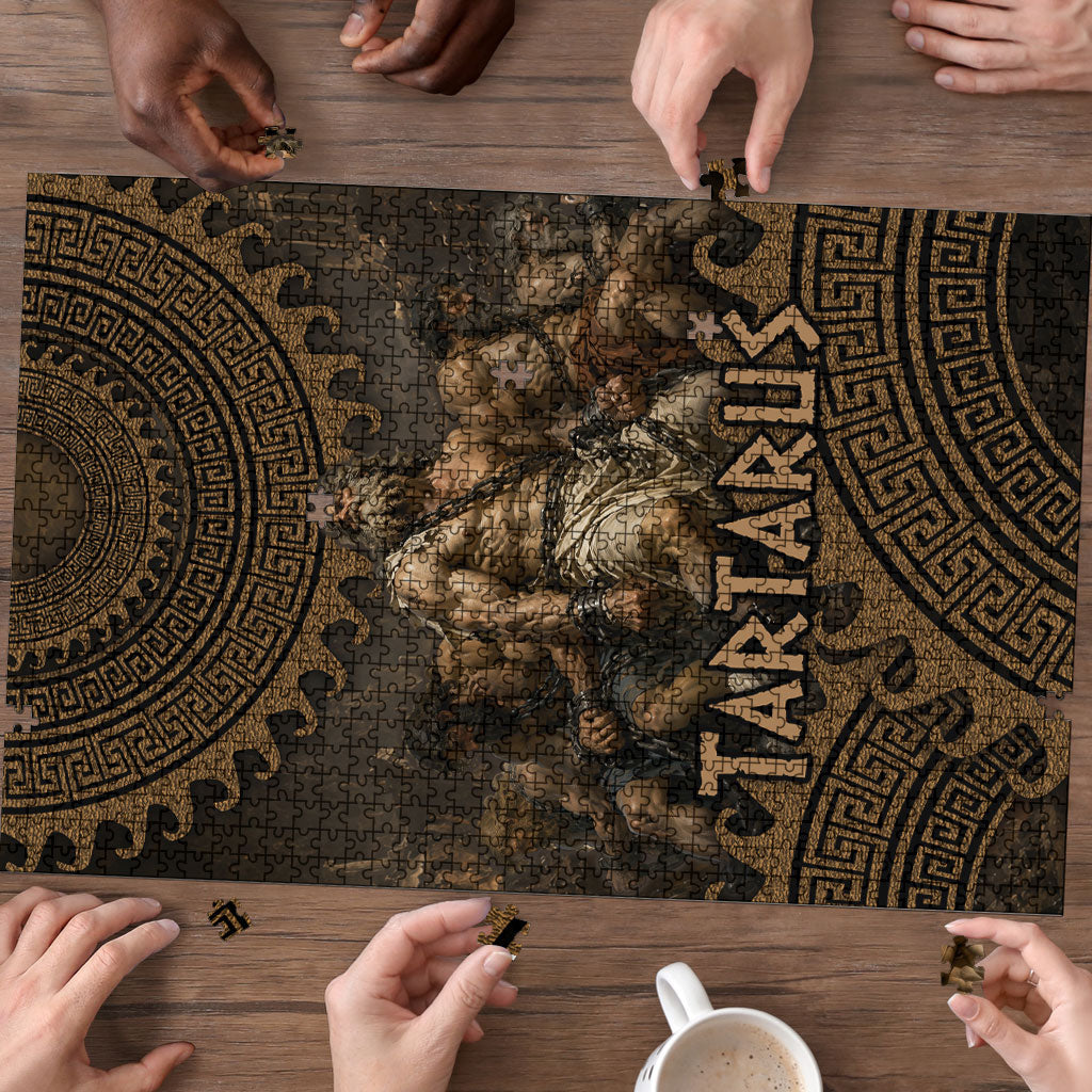Greek Mythology Tartarus Puzzle Chained Titans Classical Art Greek Key Pattern