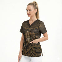 Greek Mythology Tartarus Scrub Top Chained Titans Classical Art Greek Key Pattern