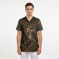Greek Mythology Tartarus Scrub Top Chained Titans Classical Art Greek Key Pattern