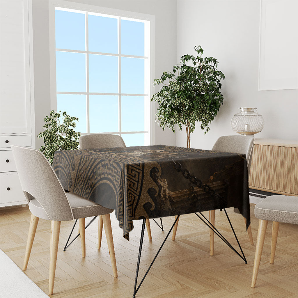 Greek Mythology Tartarus Tablecloth Chained Titans Classical Art Greek Key Pattern