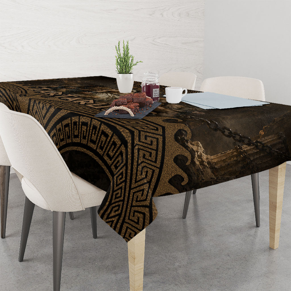 Greek Mythology Tartarus Tablecloth Chained Titans Classical Art Greek Key Pattern