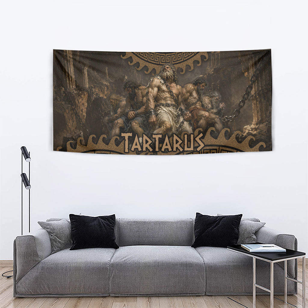 Greek Mythology Tartarus Tapestry Chained Titans Classical Art Greek Key Pattern