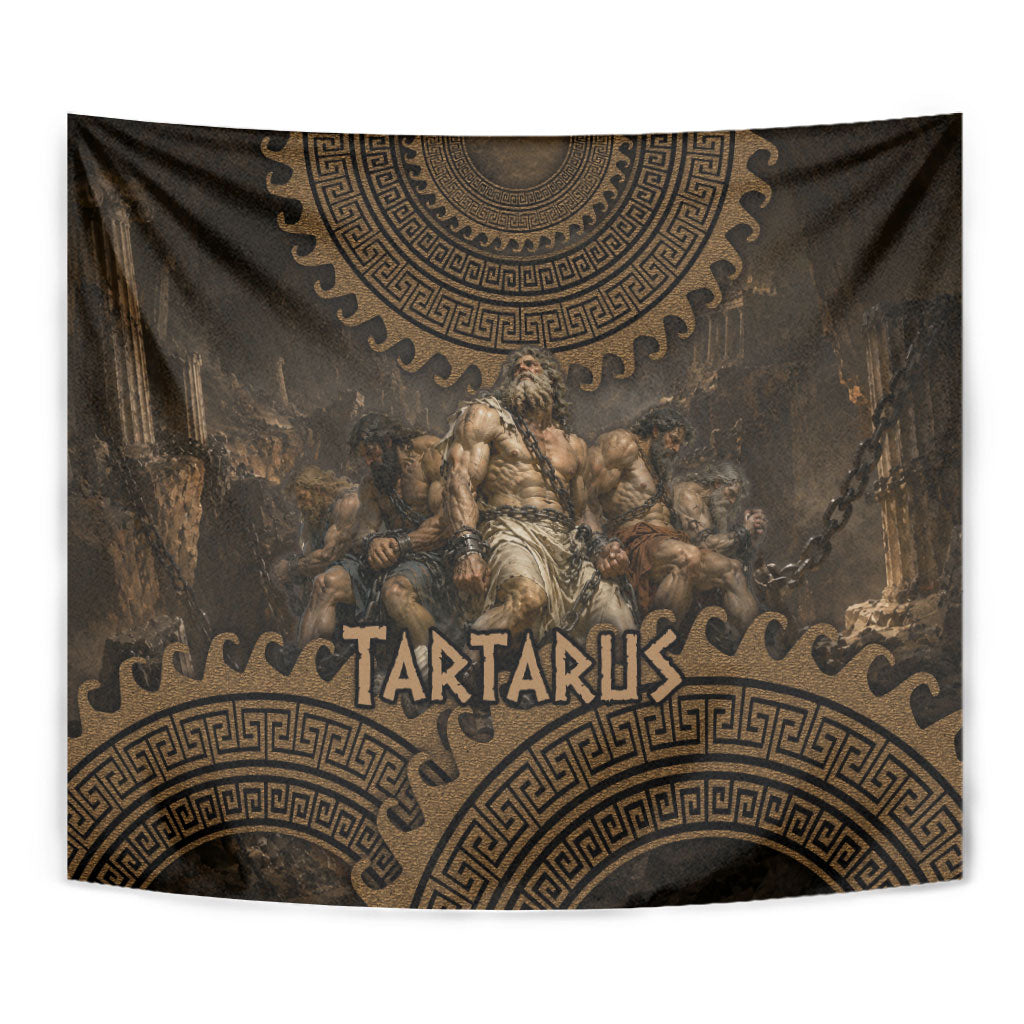 Greek Mythology Tartarus Tapestry Chained Titans Classical Art Greek Key Pattern