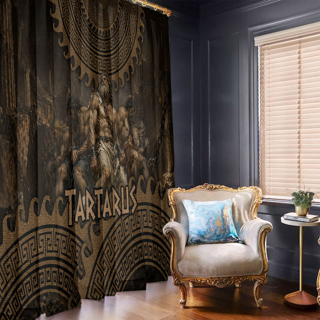 Greek Mythology Tartarus Window Curtain Chained Titans Classical Art Greek Key Pattern