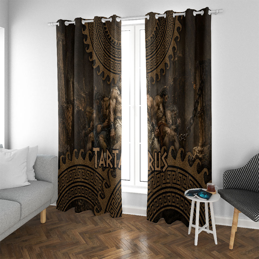 Greek Mythology Tartarus Window Curtain Chained Titans Classical Art Greek Key Pattern