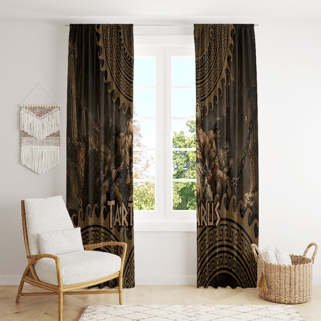 Greek Mythology Tartarus Window Curtain Chained Titans Classical Art Greek Key Pattern